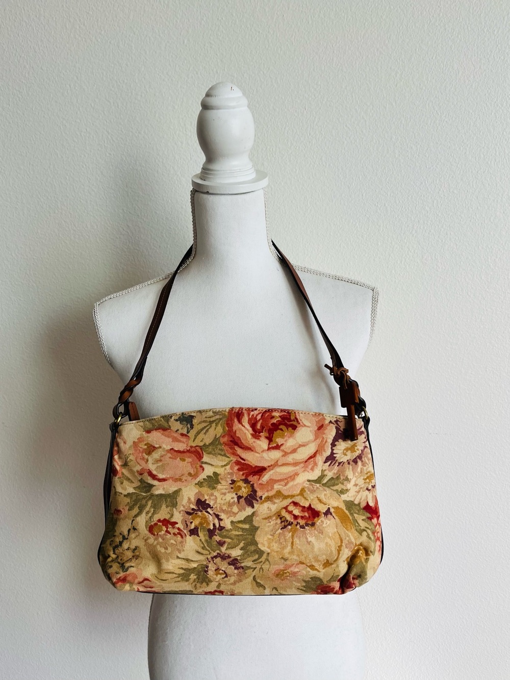 Fossil Floral Tapestry Mini Bag in Cream, Pink & Green